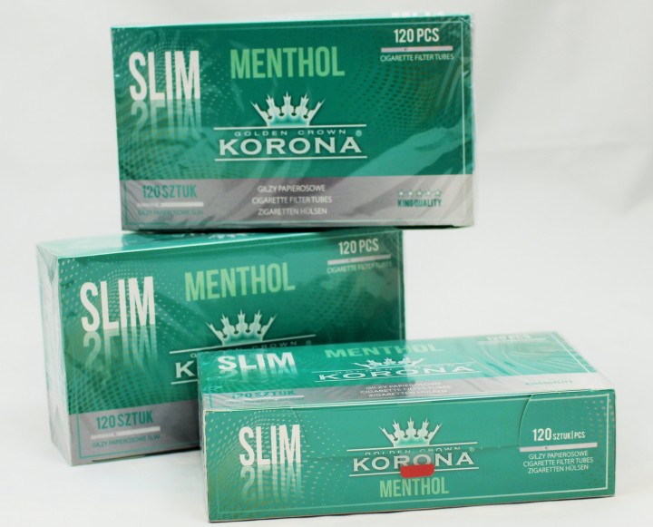 Korona Slim Hülsen Menthol 120 Stk.  Mountain-Smoke GmbH - E-Zigarette,  Tabakwaren, Großhandel